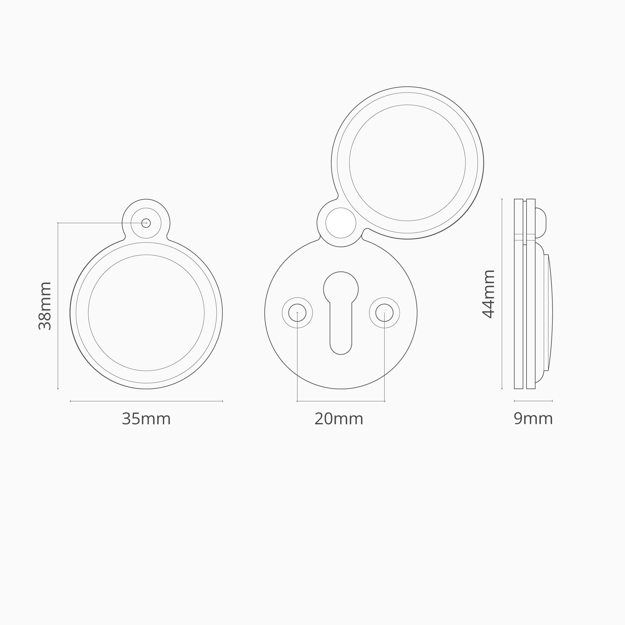 canning covered key escutcheon dimensions