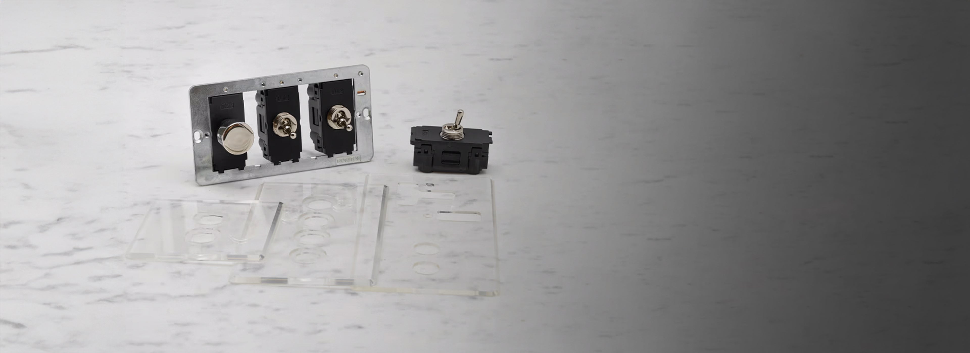 Polished Nickel components dimmer and toggle switches