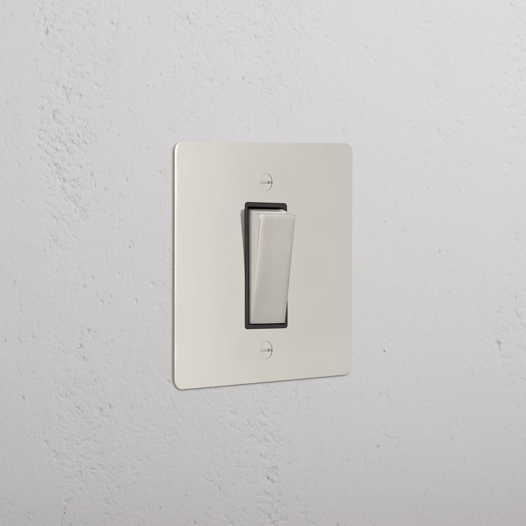 1G Retractive Rocker Switch Polished Nickel Black | Switches & Dimmers