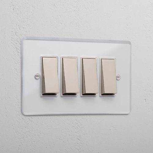 4G Two Way Rocker Switch - Clear Polished Nickel White