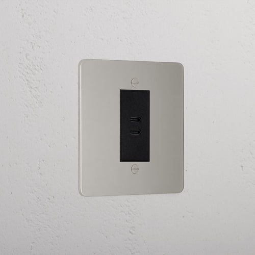 Elegant Polished Nickel Usb C+C Socket White