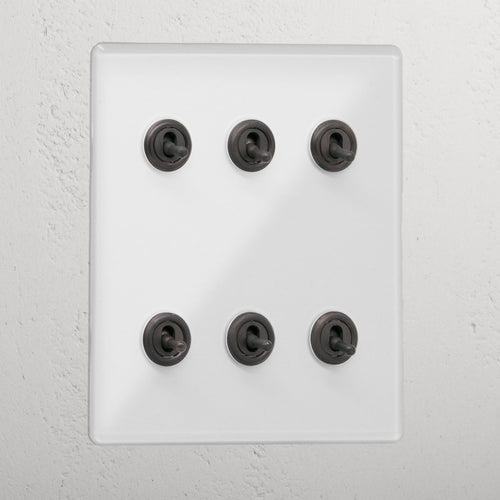 Clear Bronze 6 Gang 2 Way Interior Toggle Light Switch