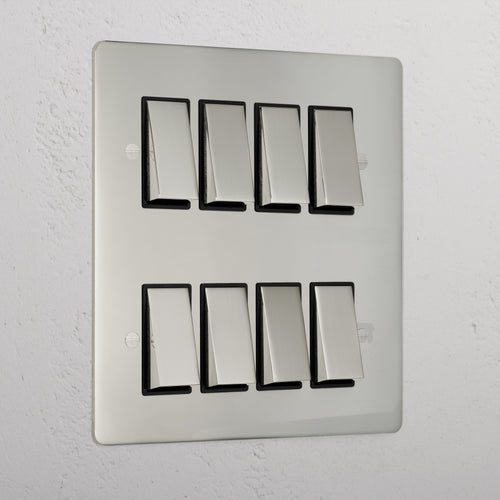 8G Two Way Rocker Switch - Polished Nickel Black