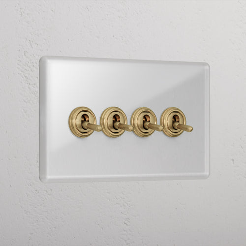 Clear Antique Brass 4 Gang 2 Way Premium Toggle Light Switch