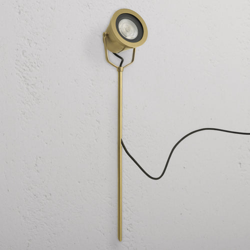 Cambridge Ground Floodlight – Antique Brass, outdoor floodlight with brass finish and ground stake.