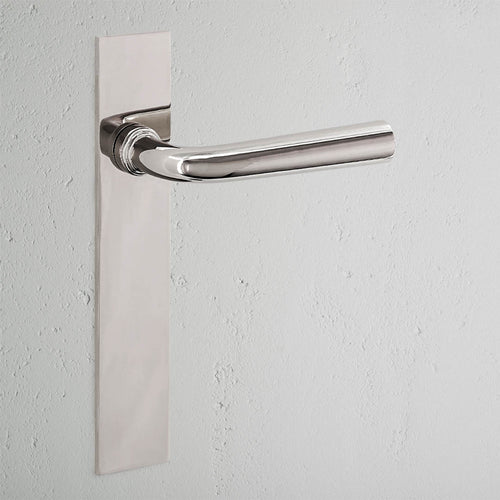 Apsley Long Plate Fixed Door Handle - Polished Nickel