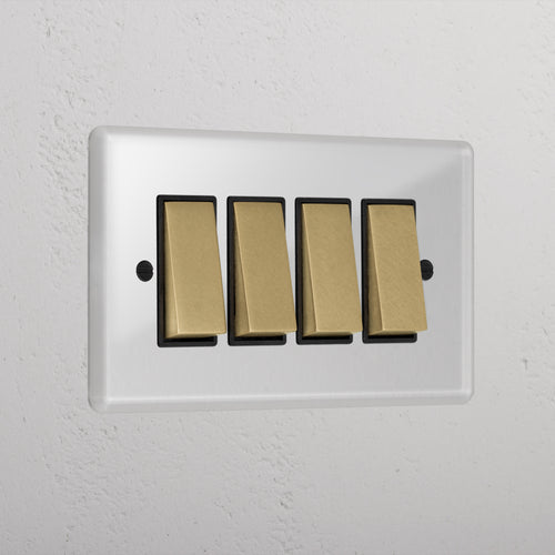 4G Two Way Rocker Switch - Clear Antique Brass Black