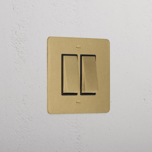 2G Two Way Rocker Switch - Antique Brass Black