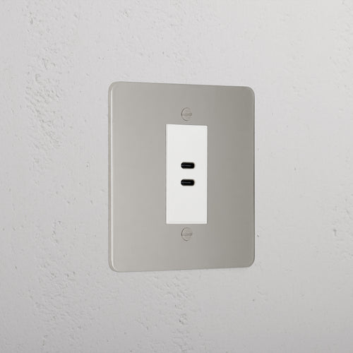 Luxury Polished Nickel Usb C+C Socket Black