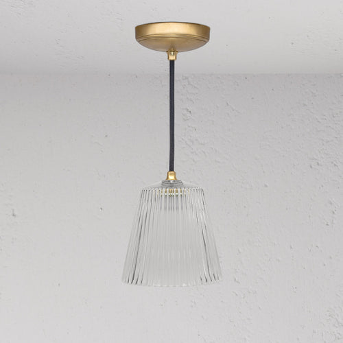 Richmond Medium Pendant Light Fluted Glass - Antique Brass