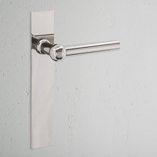 Harper Long Plate Fixed Door Handle - Polished Nickel 
