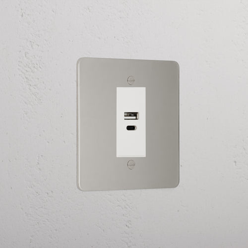 Luxury Polished Nickel Usb A+C Socket White