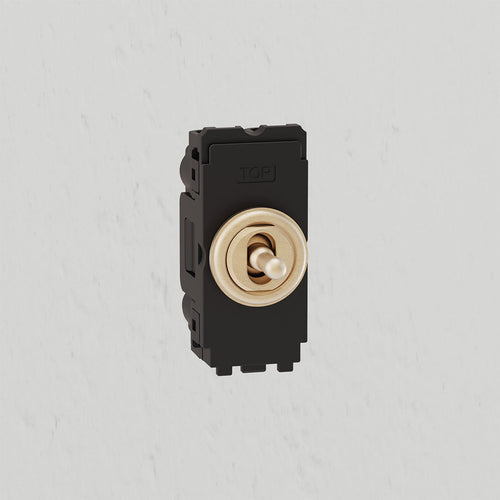 Centre Retractive Toggle Switch - Antique Brass