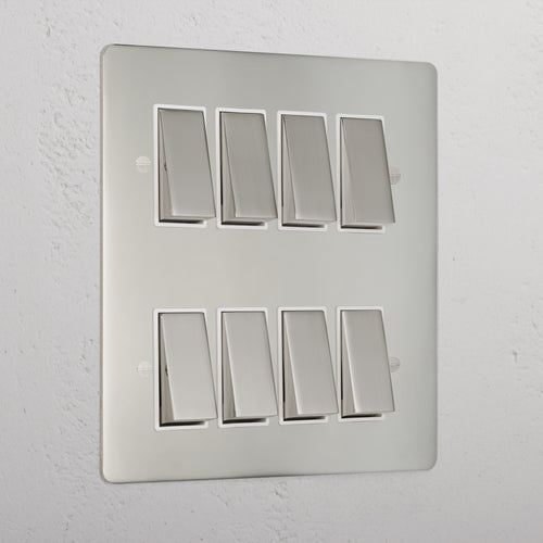 8G Two Way Rocker Switch - Polished Nickel White