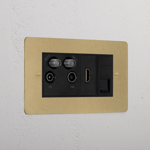 Elegant Antique Brass Tv Aerial And Hdmi And Cat6 Socket Black