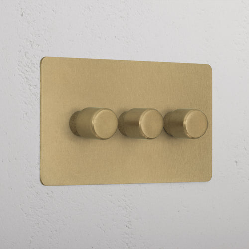 Designer Antique Brass 3 Gang 2 Way Dimmer Light Switch