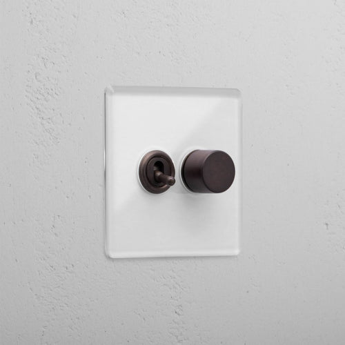 Clear Bronze 2 Gang Mixed Premium Light Switch