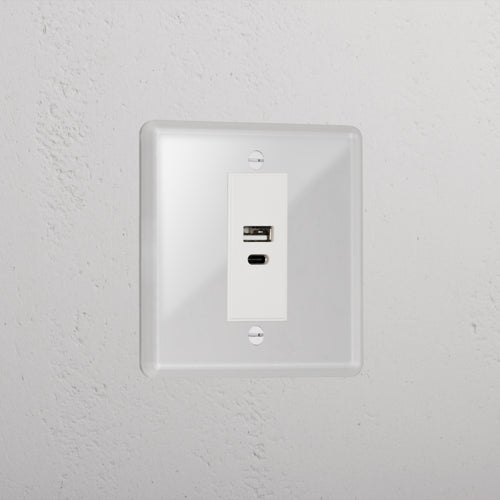 Clear Usb A+C Premium Socket White