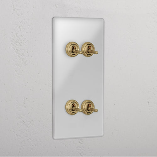 4G Vertical Two Way Toggle Switch - Clear Antique Brass 