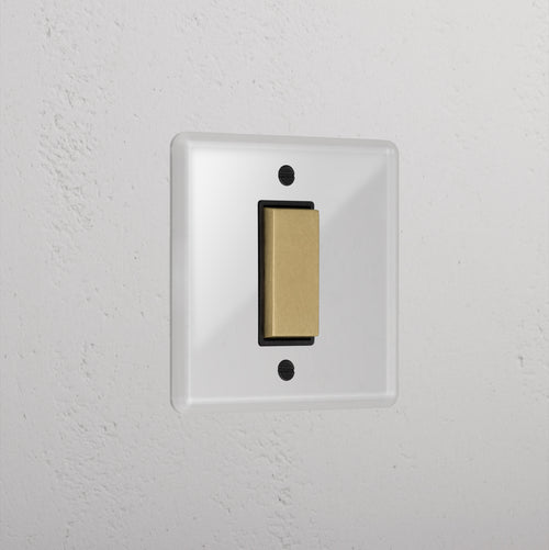 1G Centre Retractive Rocker Switch - Clear Antique Brass Black