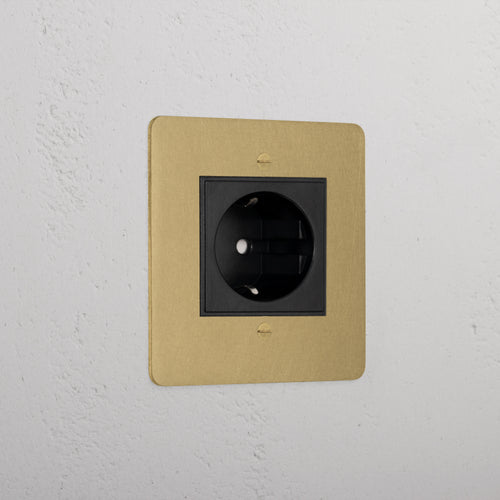 Premium Antique Brass Shuko Socket Black