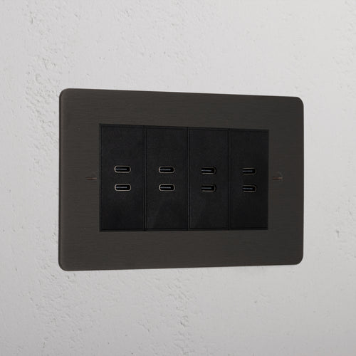 Bronze Premium 8x Usb-C Ports Socket Black