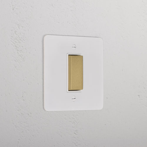 1G Centre Retractive Rocker Switch _ Paintable Antique Brass White