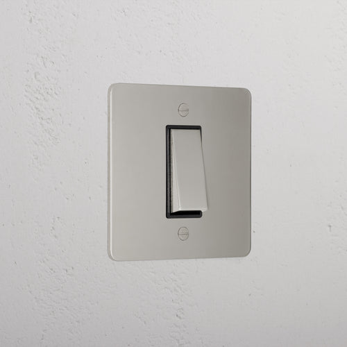 1G Retractive Rocker Switch - Polished Nickel Black