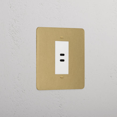 Designer Antique Brass Usb C+C Socket White