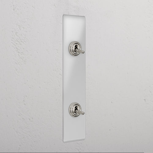 2G Architrave Two Way Toggle Switch - Clear Polished Nickel  