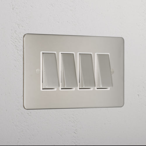 4G Two Way Rocker Switch - Polished Nickel White