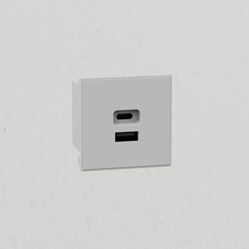 Usb A+C 30W Outlet Module 50mm - White