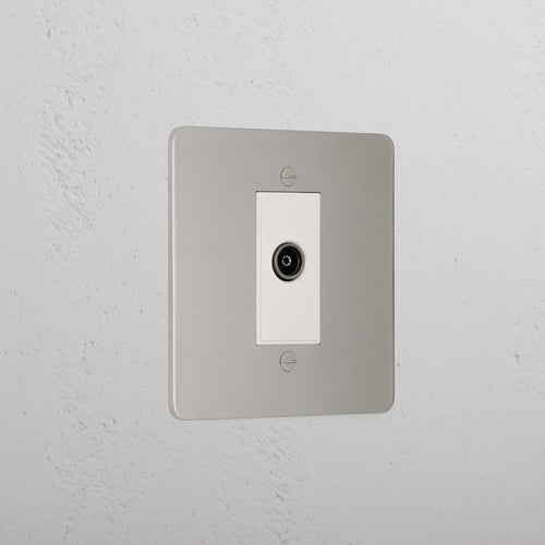 Premium Polished Nickel Tv Outlet Socket White