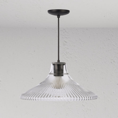 Hammersmith Large Pendant Light Fluted Glass - Bronze