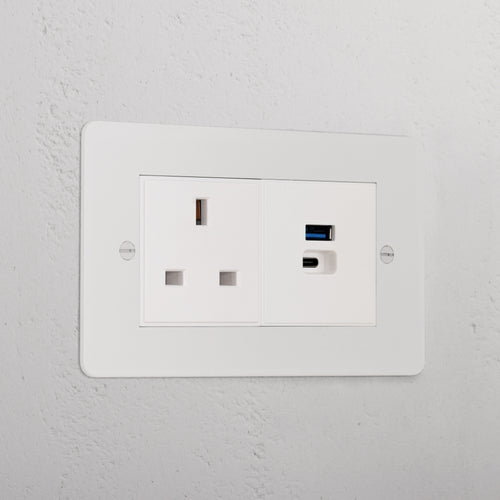 13A Socket + USB A+C Fast Charge _ Paintable White