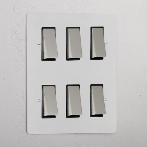 6G Two Way Rocker Switch _ Paintable Polished Nickel Black