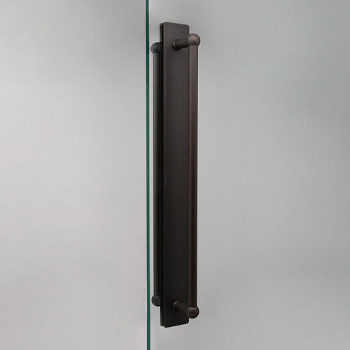 Bronze Harper Double Pull Handle With Plate 500mm On White Background