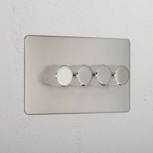 Premium Polished Nickel 4 Gang 2 Way Dimmer Light Switch