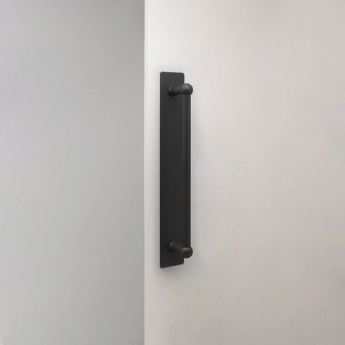 Bronze Harper Single Pull Handle With Plate 320mm On White Background