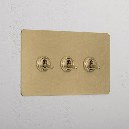 Designer Antique Brass 3 Gang 2 Way Toggle Light Switch
