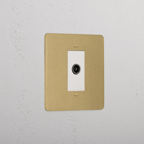 Premium Antique Brass Tv Outlet Socket White