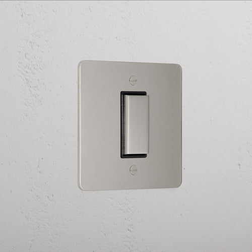 1G Centre Retractive Rocker Switch - Polished Nickel Black