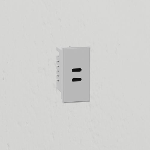 Usb C+C Outlet Module 25mm - White