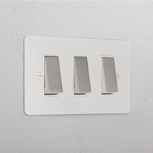 3G Two Way Rocker Switch _ Paintable Polished Nickel White
