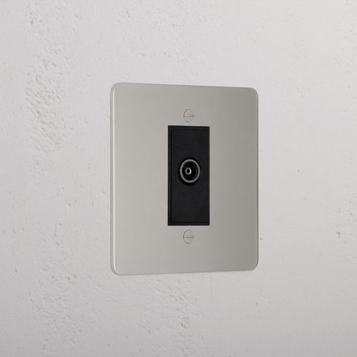 Designer Polished Nickel Tv Outlet Socket Black