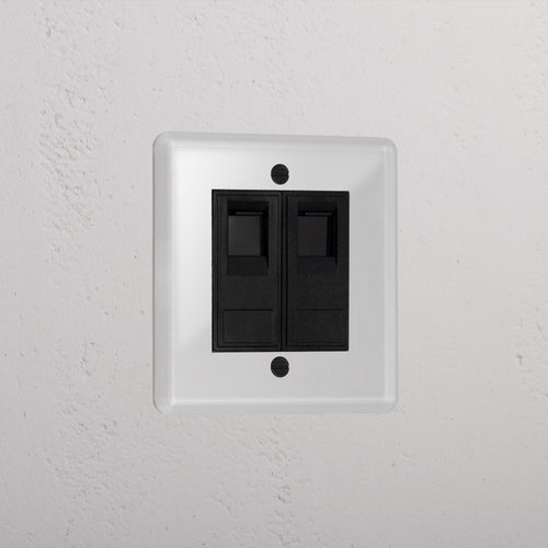 Clear 2x Cat6 Luxury Socket Black