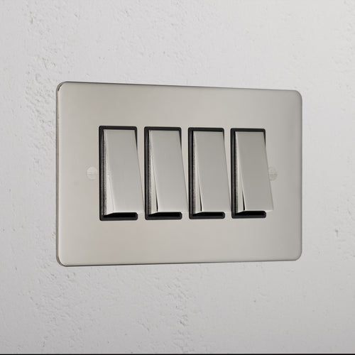 4G Two Way Rocker Switch - Polished Nickel Black