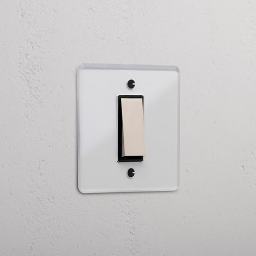 1G Two Way Rocker Switch - Clear Polished Nickel Black
