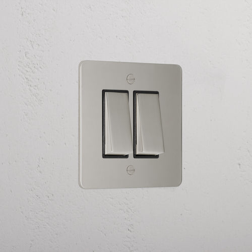 2G Two Way Rocker Switch - Polished Nickel Black