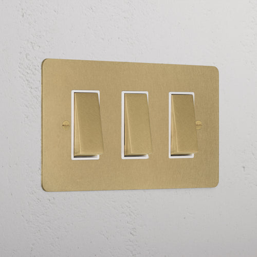 3G Two Way Rocker Switch - Antique Brass White